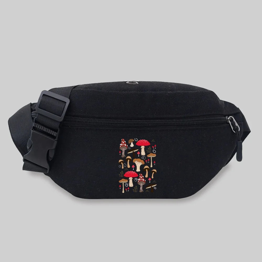 Unisex Mushroom Pattern Waist Bag Lightweight Sports Chest Bag