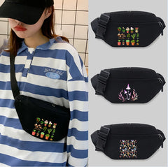 Unisex Mushroom Pattern Waist Bag Lightweight Sports Chest Bag