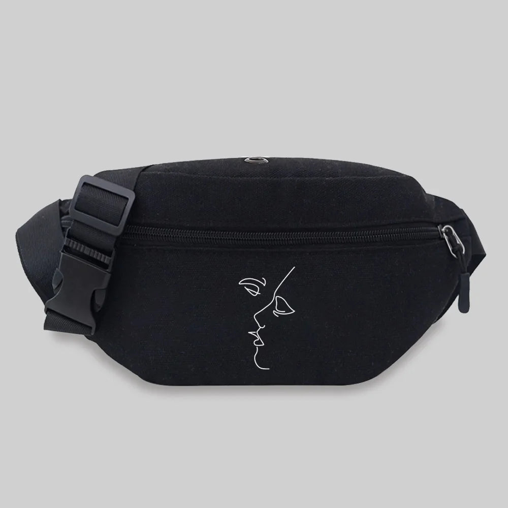 Unisex Waist Bag Student Picture Pattern Lightweight Sports Chest Bag