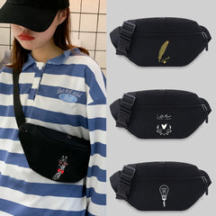 Unisex Waist Bag Student Picture Pattern Lightweight Sports Chest Bag