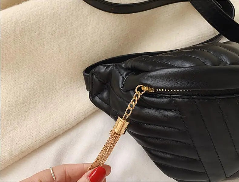 Women PU Fanny Pack Zipper Chest Bag Girls Travel Belt Bag