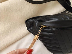 Women PU Fanny Pack Zipper Chest Bag Girls Travel Belt Bag