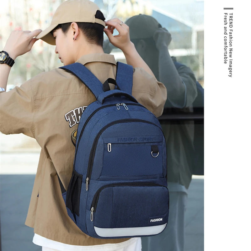 Waterproof Men's Nylon Backpack College Student School Backpack 15.6 Inch