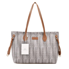 Weave Cloth Women Shopper Bag Large Capacity Zipper Female Shoulder Bags