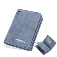 Men's Zipper Short Wallet Vertical Mini Snap Zero Wallet