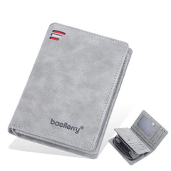 Men's Zipper Short Wallet Vertical Mini Snap Zero Wallet