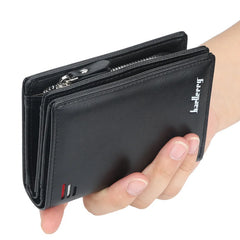 Men's Zipper Short Wallet Vertical Mini Snap Zero Wallet