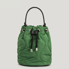 Winter Nylon Padded Bucket Bag Drawsting Quilted Women Handbags