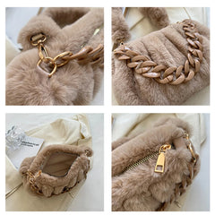 Winter Plush Crossbody Shoulder Bag for Women Underarm Furry Totes