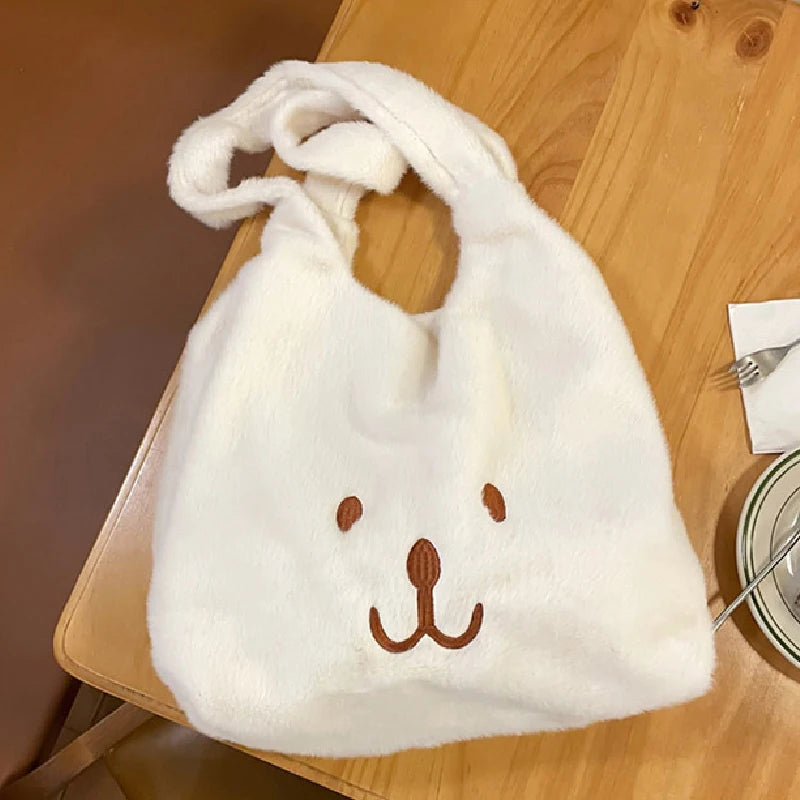 Winter Plush Shoulder Bag for Women Ladies Shopping Handbag Female Tote Bag