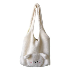 Winter Lambswool Shoulder Bag Girls Ins Brown Bear Soft Plush Shopper Bags