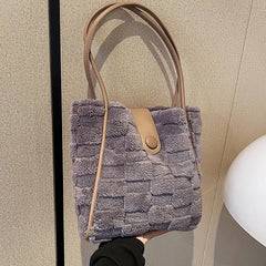 Winter Fur Tote Handbag for Women, Large Warm Shoulder Bag
