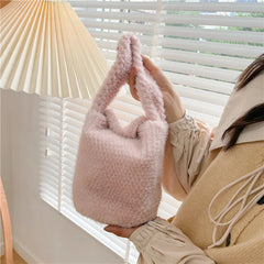 Winter Soft Faux Fur Women's Bucket Bag Furry Fluffy Tote Bag