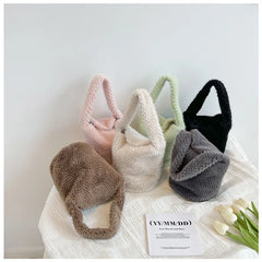 Winter Soft Faux Fur Women's Bucket Bag Furry Fluffy Tote Bag