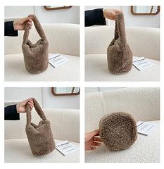Winter Soft Faux Fur Women's Bucket Bag Furry Fluffy Tote Bag
