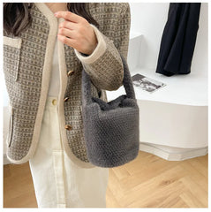 Winter Soft Faux Fur Women's Bucket Bag Furry Fluffy Tote Bag