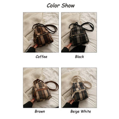 Winter Plaid Nylon Women Backpack Students Small Schoolbag Campus Stripe Style