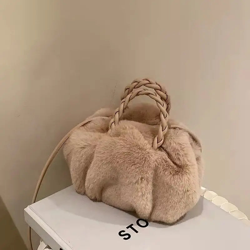 Winter Plush Cloud Bag for Women Faux Fur Crossbody Handbag