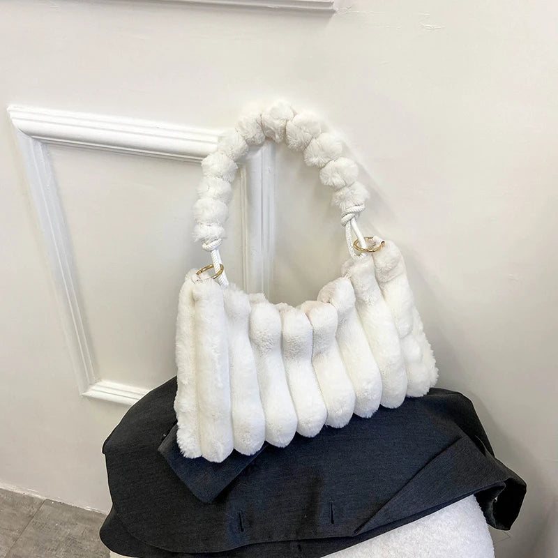 Winter Plush Ladies Shoulder Bag Tote High Maomao Fold Underarm Bag