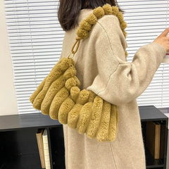 Winter Plush Ladies Shoulder Bag Tote High Maomao Fold Underarm Bag