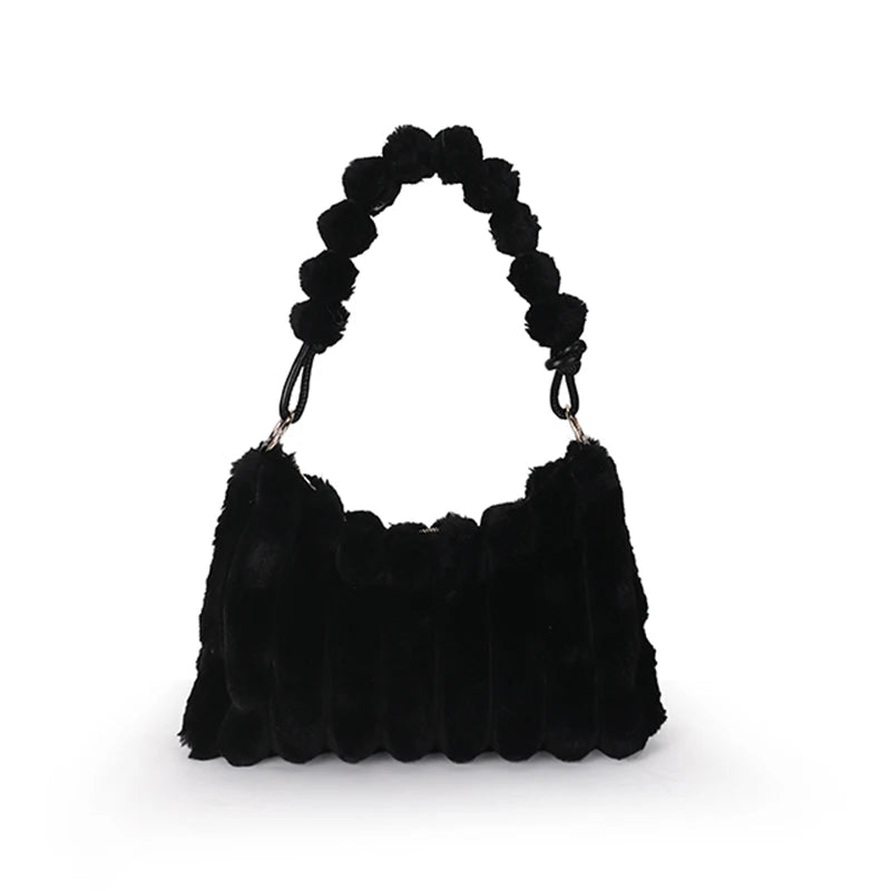 Winter Plush Ladies Shoulder Bag Tote High Maomao Fold Underarm Bag