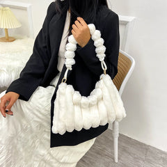 Winter Plush Ladies Shoulder Bag Tote High Maomao Fold Underarm Bag
