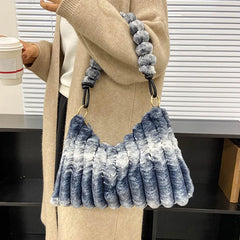 Winter Plush Ladies Shoulder Bag Tote High Maomao Fold Underarm Bag