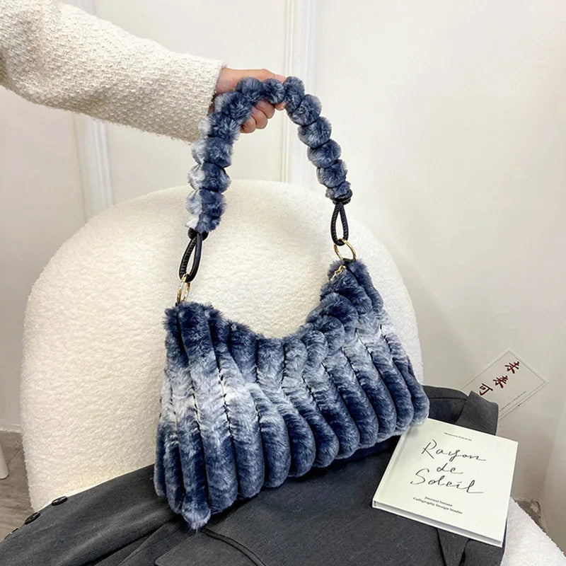 Winter Plush Ladies Shoulder Bag Tote High Maomao Fold Underarm Bag