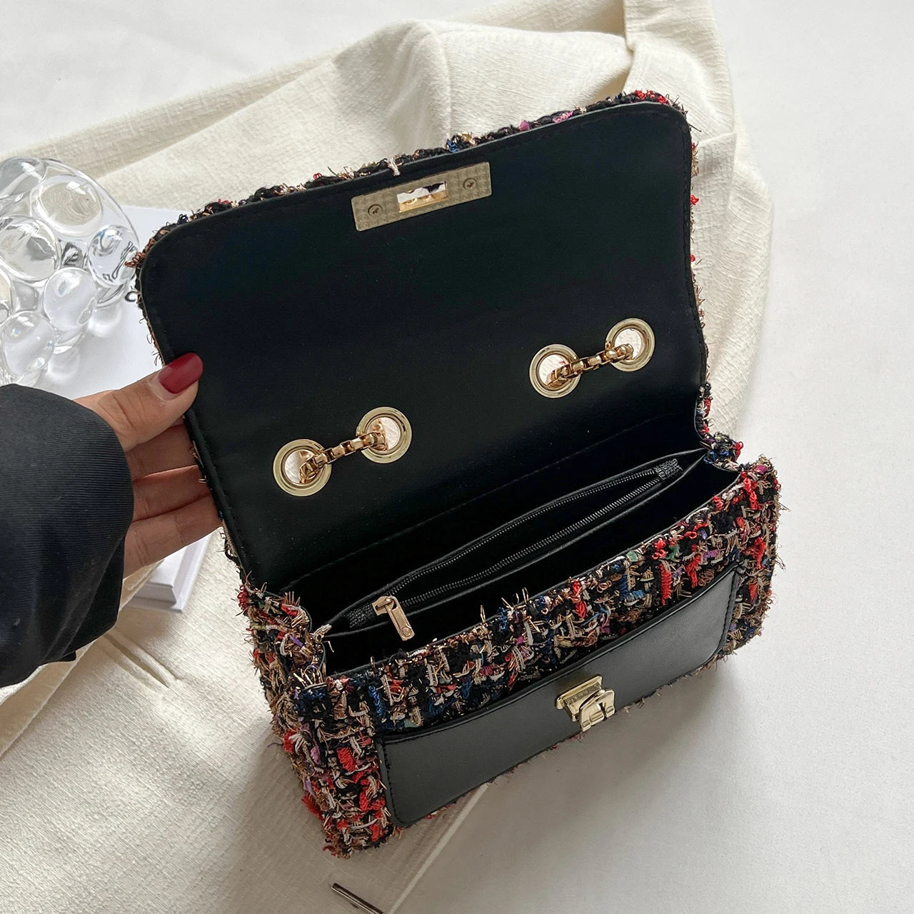 Winter Woolen Handbags Crossbody Bag Shoulder Purse Clutch
