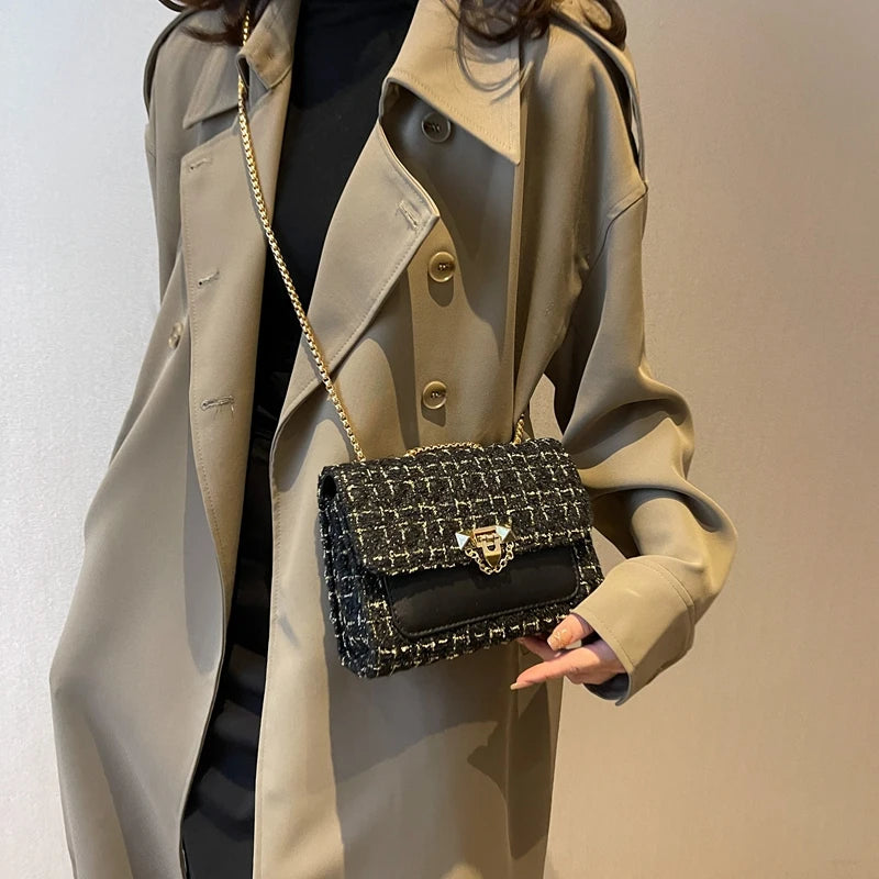 Winter Women Bags Woolen Handbags Crossbody Bag Shoulder Bag Purse Clutch