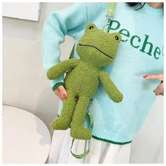 Funny Frog Plush Shoulder Bag Small Winter Women High Mobile Phone Bag Purses