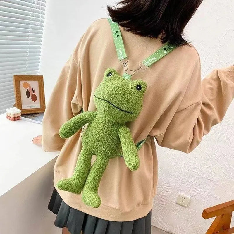 Funny Frog Plush Shoulder Bag Small Winter Women High Mobile Phone Bag Purses