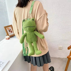 Funny Frog Plush Shoulder Bag Small Winter Women High Mobile Phone Bag Purses