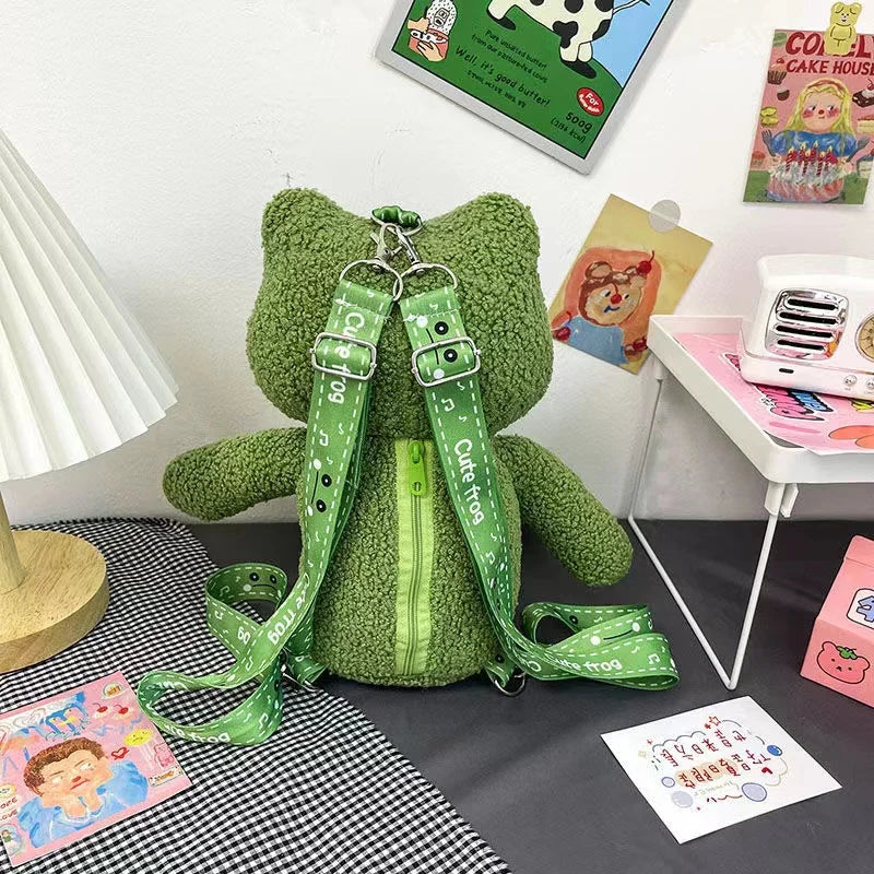 Funny Frog Plush Shoulder Bag Small Winter Women High Mobile Phone Bag Purses