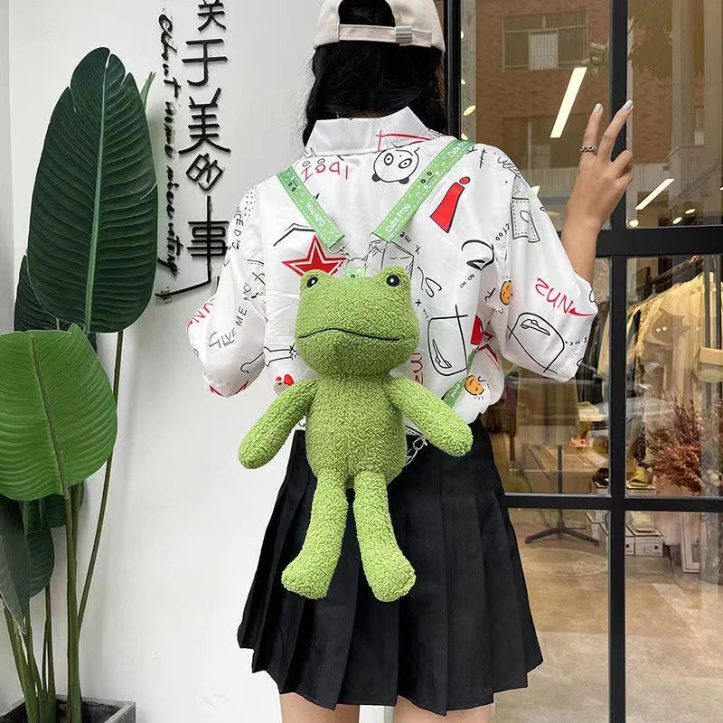 Funny Frog Plush Shoulder Bag Small Winter Women High Mobile Phone Bag Purses