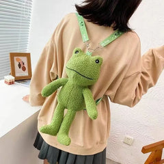 Funny Frog Plush Shoulder Bag Small Winter Women High Mobile Phone Bag Purses