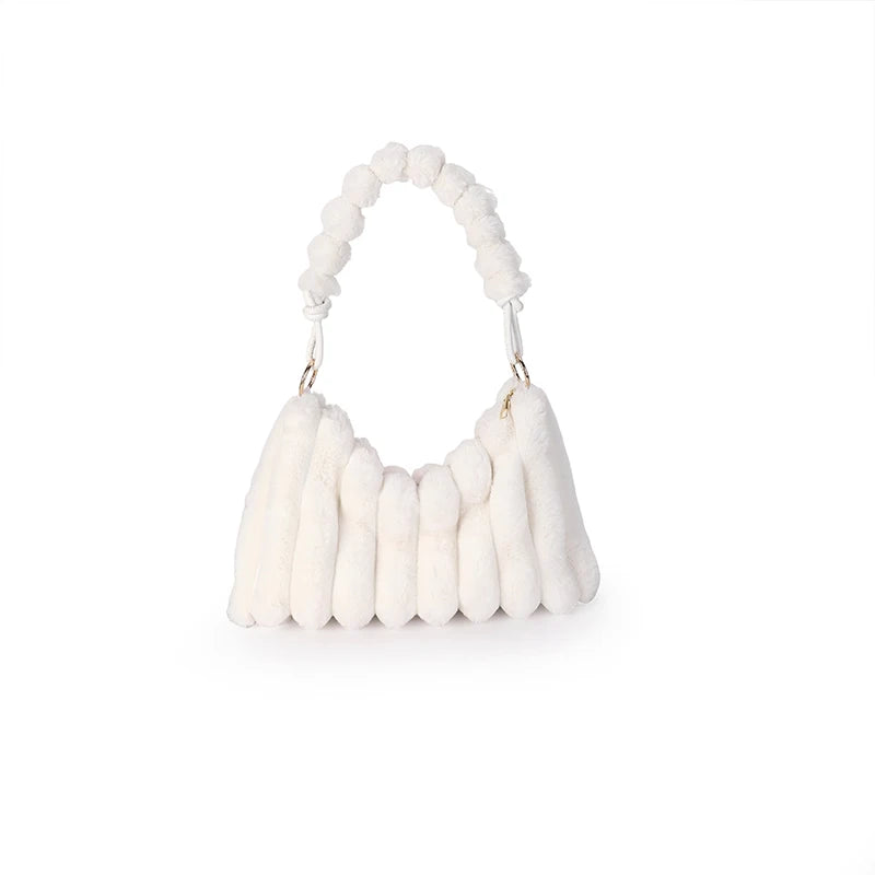 Winter Women Handbags Faux Fur Gradient Crossbody Bags Ladies Totes Shopping Bag