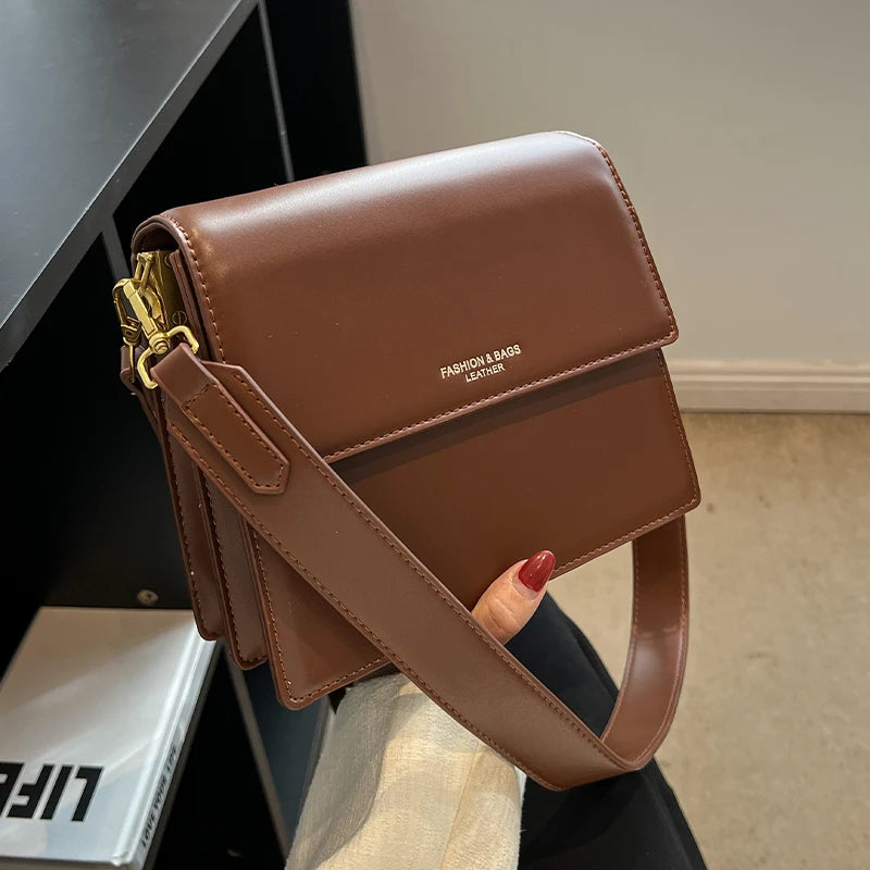 Winter Women Handbags Vintage PU Leather Double Layer Shoulder Crossbody Bags