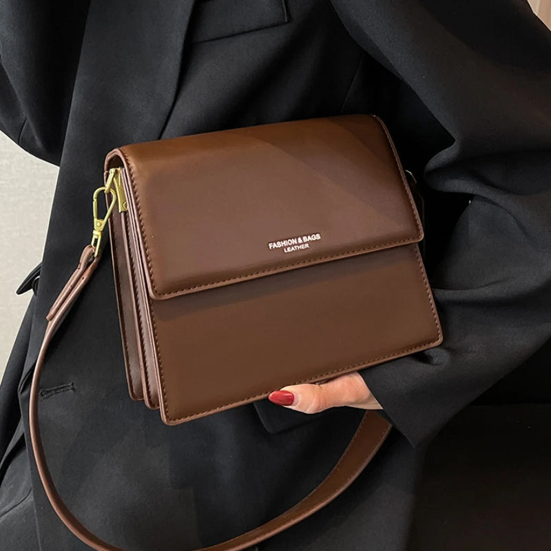 Winter Women Handbags Vintage PU Leather Double Layer Shoulder Crossbody Bags