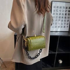 Vintage PU Leather Crossbody Bag Box Shaped Handbag