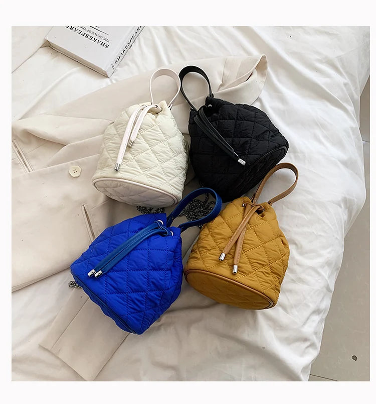 Winter Vintage Soft Cotton Shoulder Bucket Crossbody Bag