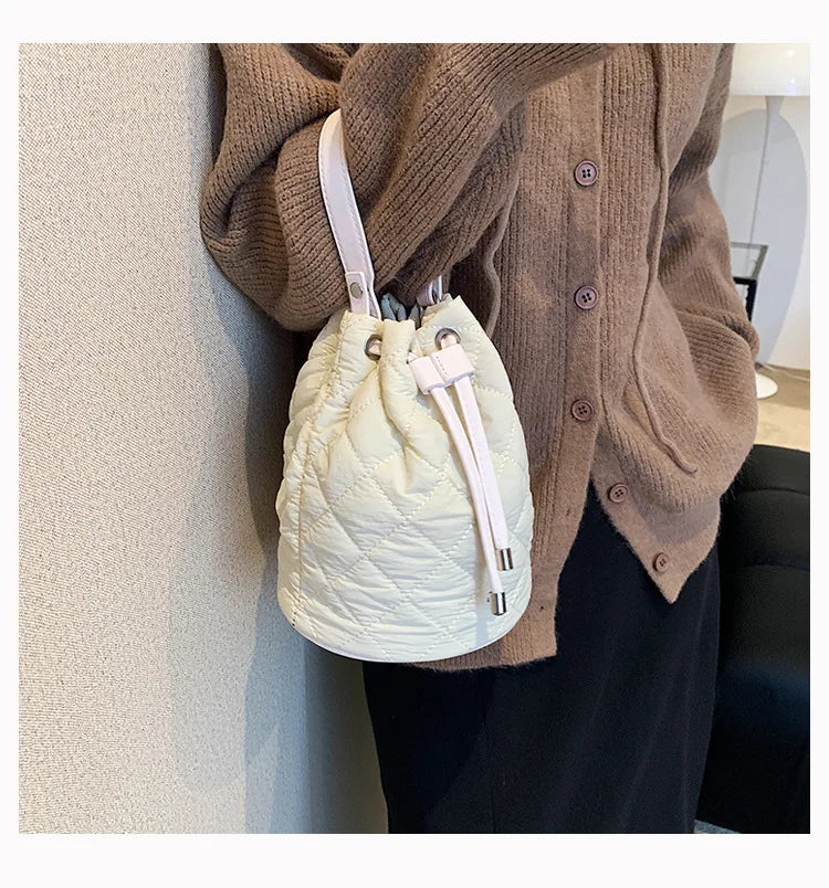 Winter Vintage Soft Cotton Shoulder Bucket Crossbody Bag