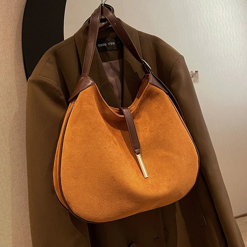 Winter Women Vintage Suede Shoulder Crossbody Bag Tote Shopping Bolso