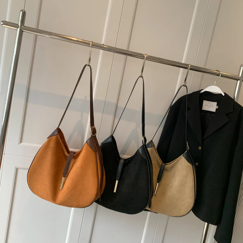 Winter Women Vintage Suede Shoulder Crossbody Bag Tote Shopping Bolso