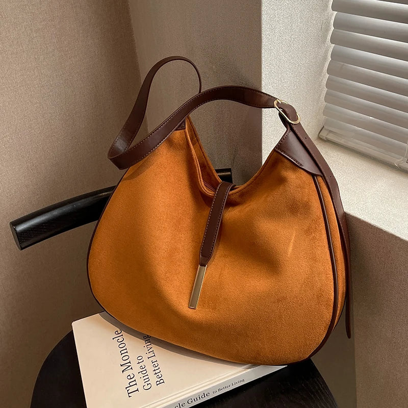 Winter Women Vintage Suede Shoulder Crossbody Bag Tote Shopping Bolso