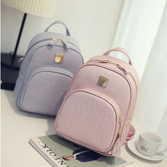 Women Backpack PU Leather Tassel Schoolbag for Teenager Girls Female