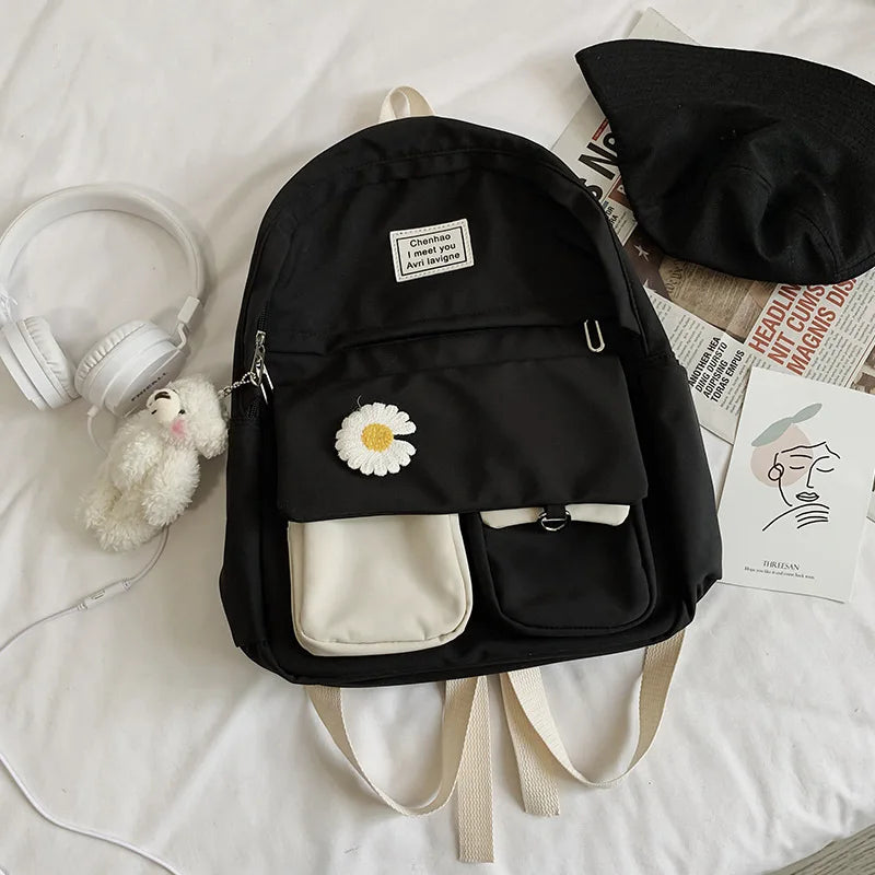 Pink School Backpack for Teenage Girls Student Bookbags