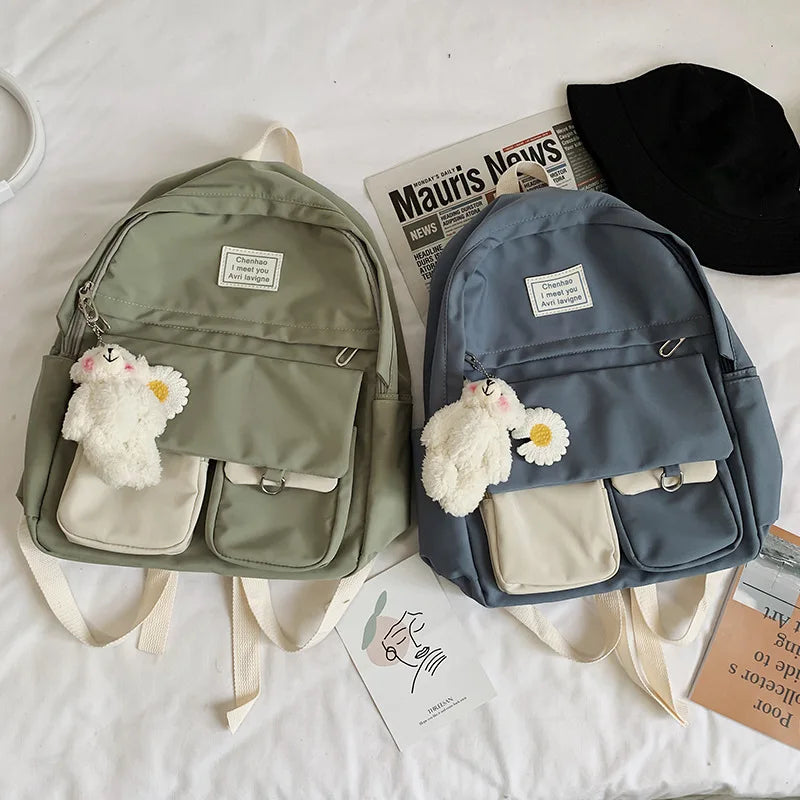 Pink School Backpack for Teenage Girls Student Bookbags
