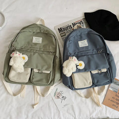 Pink School Backpack for Teenage Girls Student Bookbags