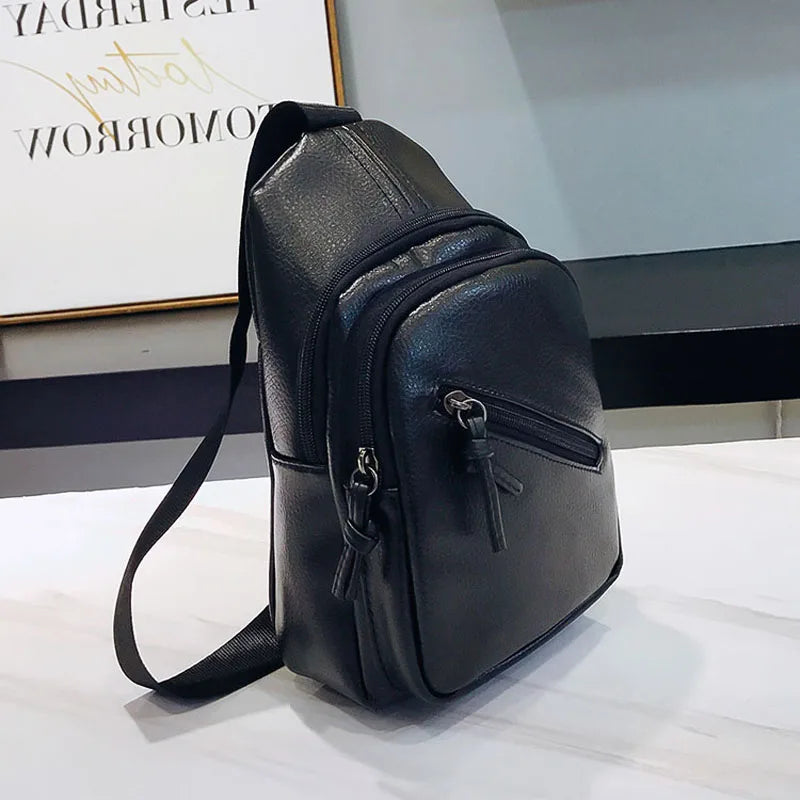 Soft PU Leather Mini Chest Bag Single Shoulder Bag Unisex High Travel Bag Q0001